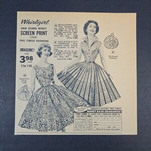 1961 Florida Fashions Whirligirl Full Circle Screen Print Look Vintage‎ Print Ad